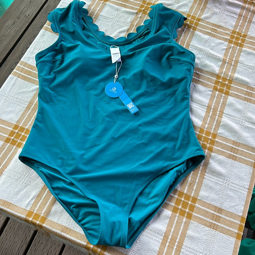 Cupshe Cyan blue one piece swimsuit NWT XL